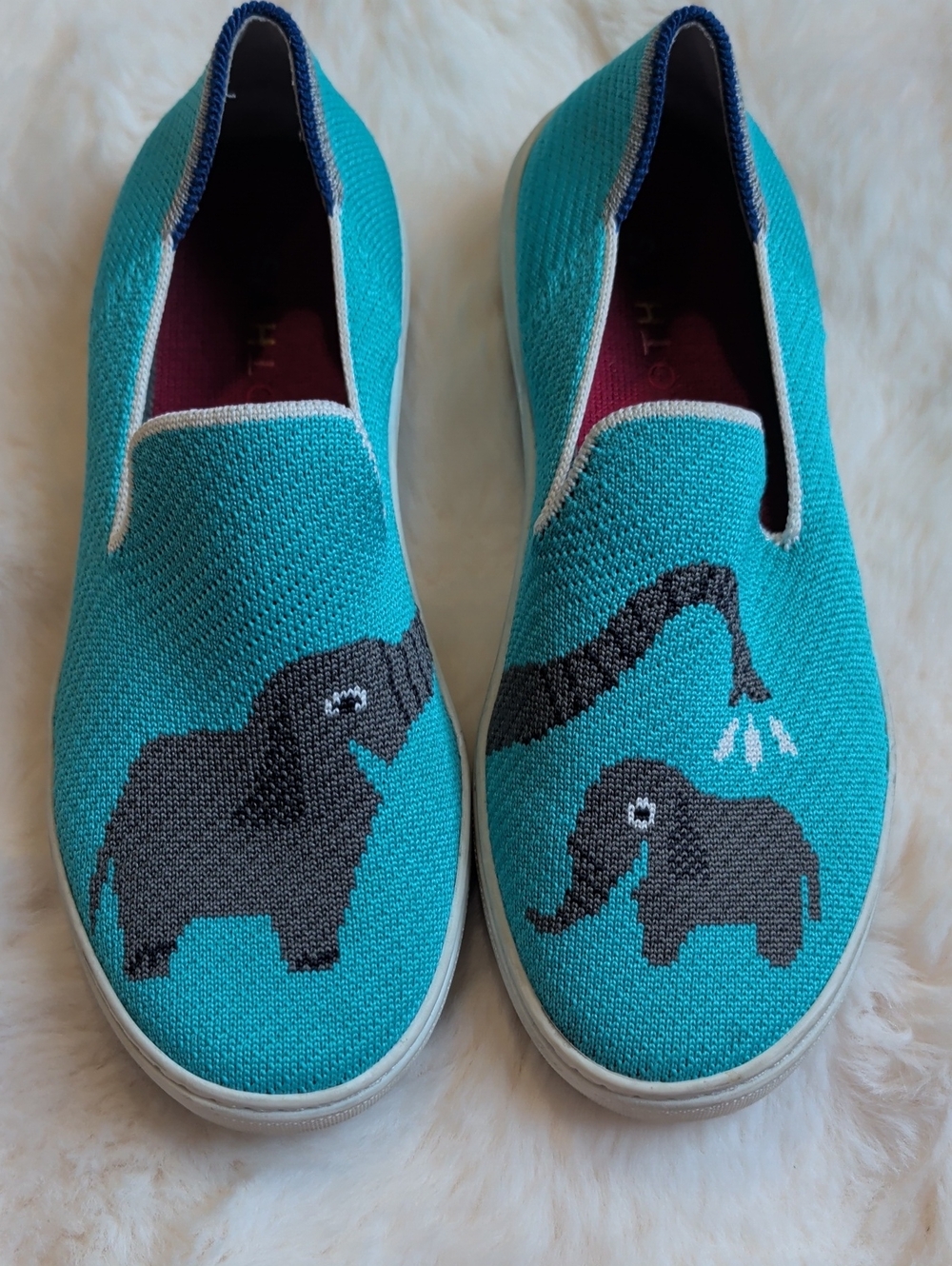 **2 for $40** Rothy's Teal Kids Slip-On Sneakers with Gray Elephant Design